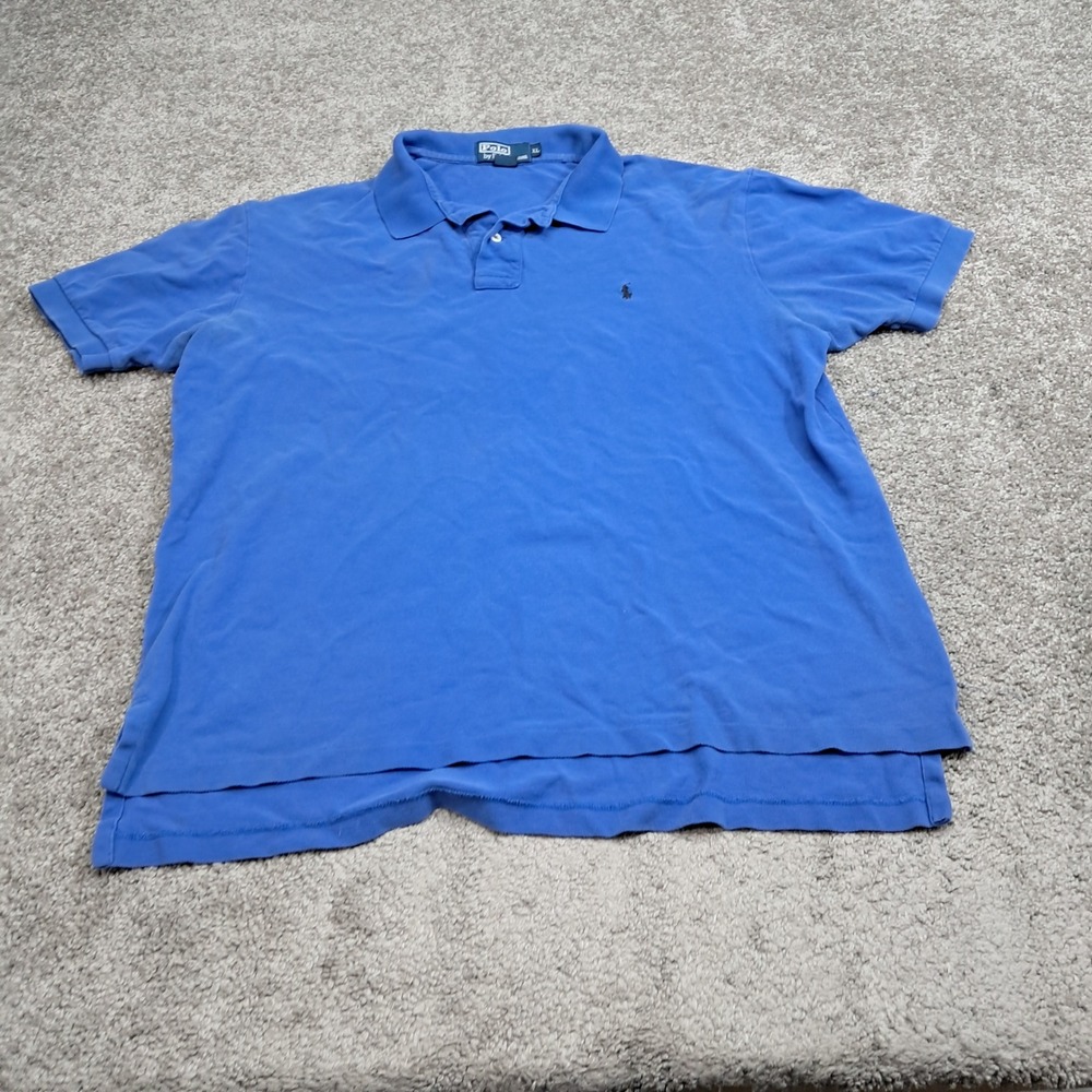 Polo Ralph Lauren Mens XL Blue Cotton Pique Short Sleeve Polo Shirt 8264